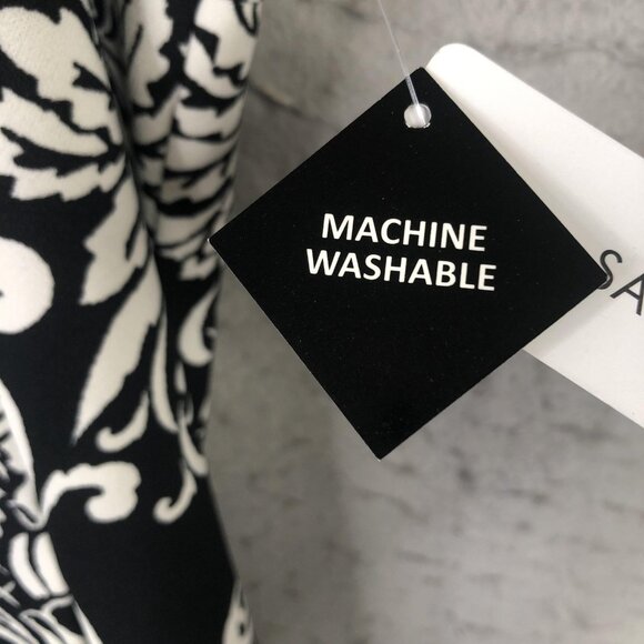 Sandra Darren Dress Womens 22W Black White Damask Sleeveless A-Line Plus Lined - Picture 11 of 16